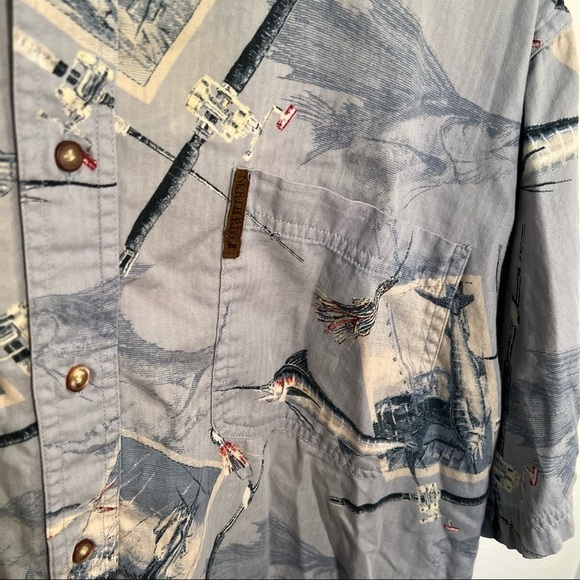 North River Short Sleeve Button Down Shirt Blue Fishing - Picture 8 of 11